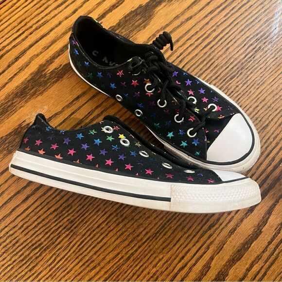 Converse Big Girls Archive Foil Chuck Taylor All Star Casual Sneakers Star Print - Picture 2 of 10